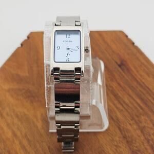 Fossil Silver Tone Rectangle Dial Watch Bracelet Link Band ES-8999 Casual Daily